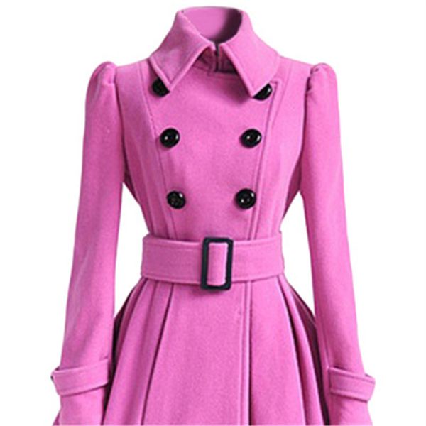 

eyes 2018 women elegant coat bodycon winter office clothing waist wind ladies coats 7color, Black