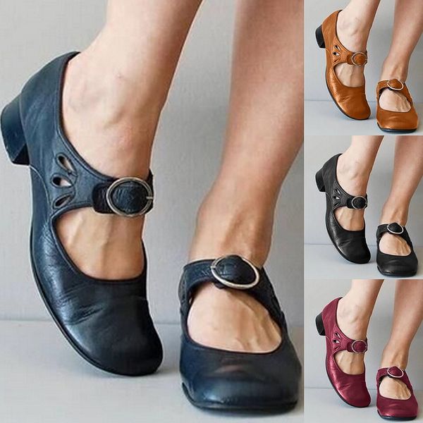 

women run walking shoes pu leather low heels ladies pumps round toe buckle strap gladiator sandals female footwear zapatos mujer