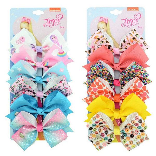 

jojo siwa 5 inch unicorn signature hair bows with card and sequin logo baby girl barrettes, Slivery;white