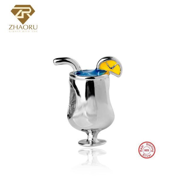 

zhaoru стерлингового серебра 925 пробы эмаль кулон шарм fit браслет браслет ожерелье diy бисера шарм изысканные ювелирные изделия серебряный, Silver