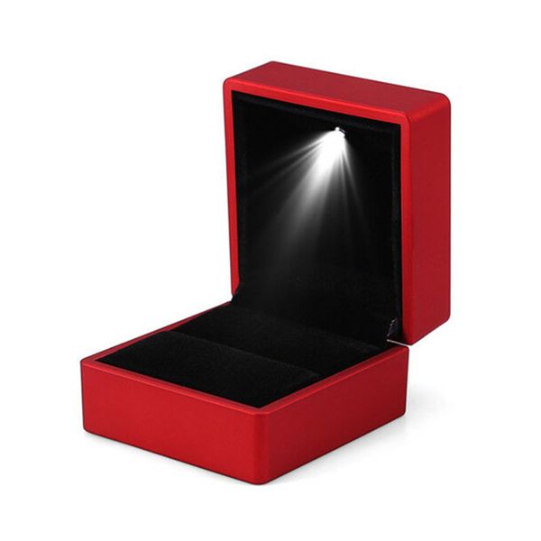 

led lighted earring ring case creative confession square led advanced ring gift box wedding engagement jewelry display, Slivery;golden
