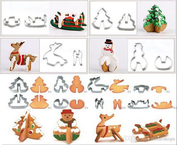 

8pcs set 3d stainless steel gingerbread house christmas cake cookie cutters set biscuit mold fondant cutter baking tool