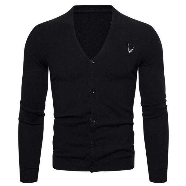 

men's wool cardigan v-neck long sleeve solid slim fit autumn winter wear clothes knitwear cotton fashion male sweaters, White;black
