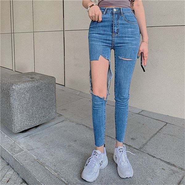 

jujuland woman hole blue jeans casual ins summer autumn loose jeans 9861