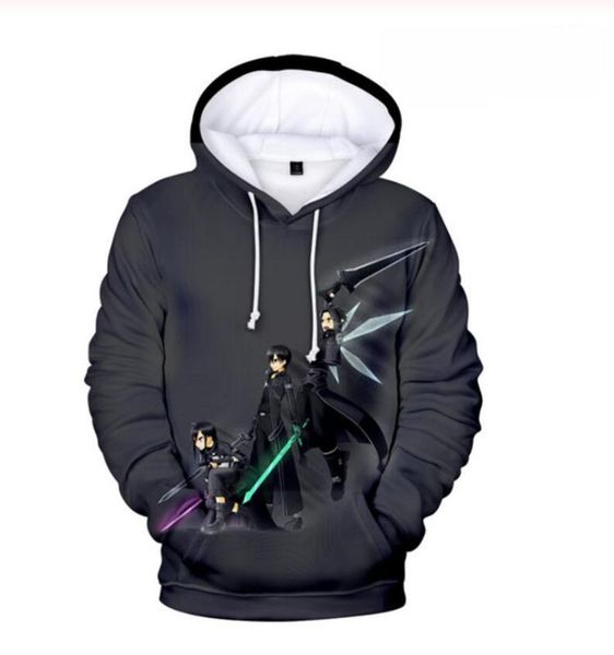 

aikooki sword art online 3d толстовки мужчины женщины повседневная толстовка harajuku кофты аниме 3d толстовки мужские топы негабаритные пул, Black