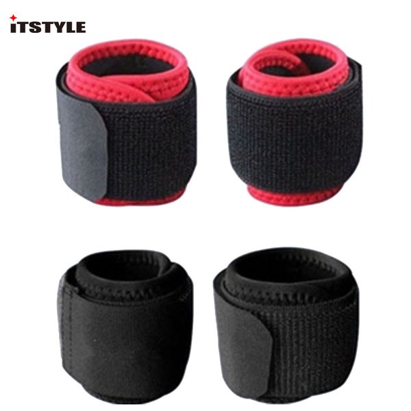 

itstyle weight lifting wristband fitness sports safety wrist support wraps straps, Black;red