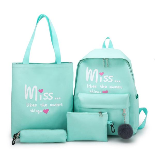 

litthing 4pcs/set women school backpacks nylon schoolbag for teenagers girls student book bag drop shipping student backpack