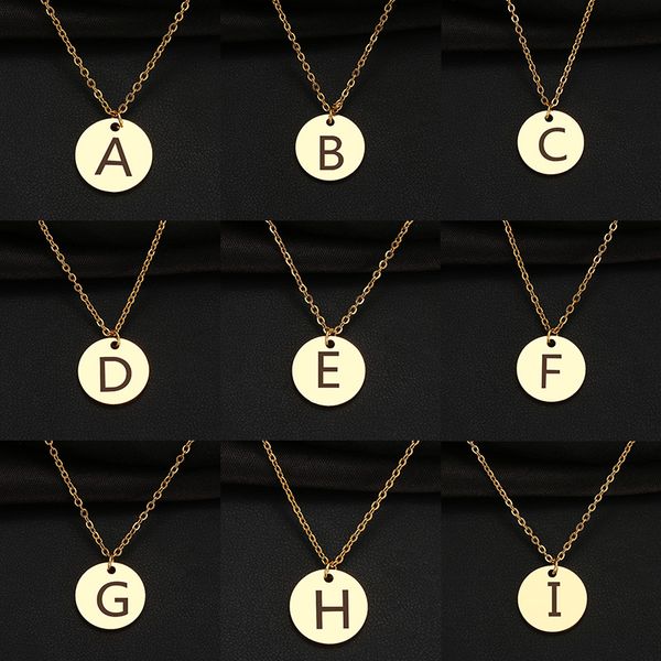 

cacana new 26 letters initial necklace silver gold color disc necklace alphabet women collier friends family letter necklaces