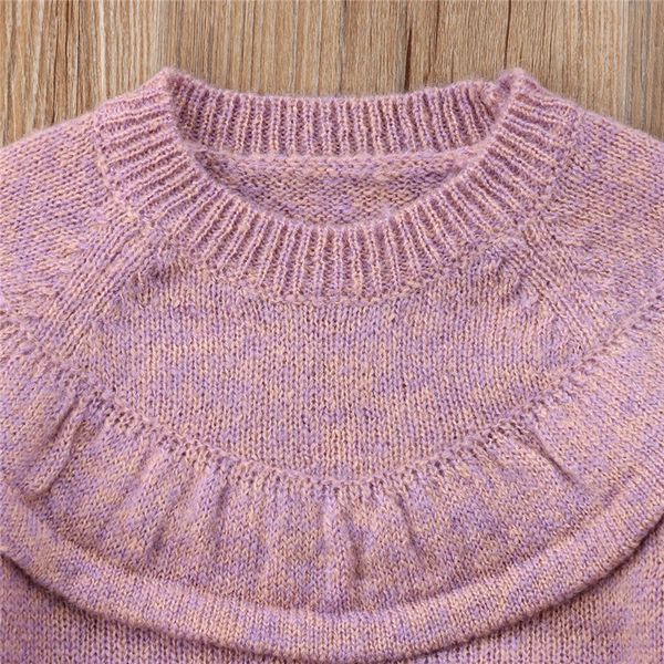 

autumn winter toddler baby girls sweater long sleeve solid ruffles pullover outfit 0-3y, White
