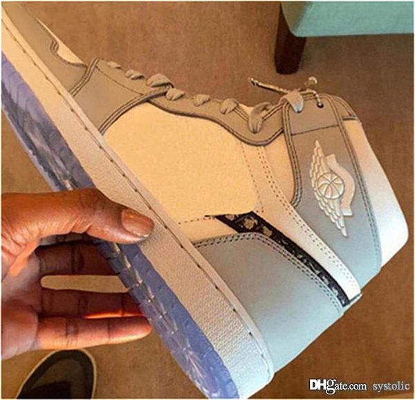 

authentic 2021dior x air 1 high og retro basketball shoes men women shoes sail white grey black sneakers sports with original box