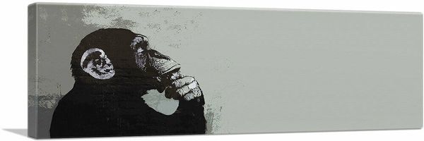 

the thinker monkey by banksy handcrafts wall decor graffiti art oil painting on canvas multi sizes