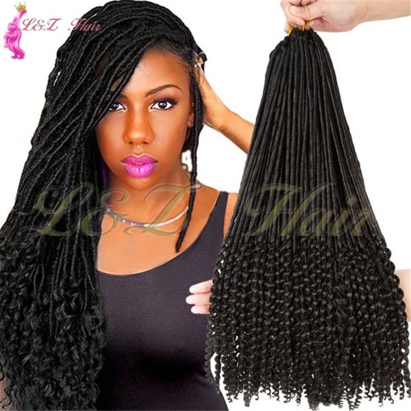 2020 Curly Goddess Faux Locs Looped Dreadlocks Twist 20inch Ombre