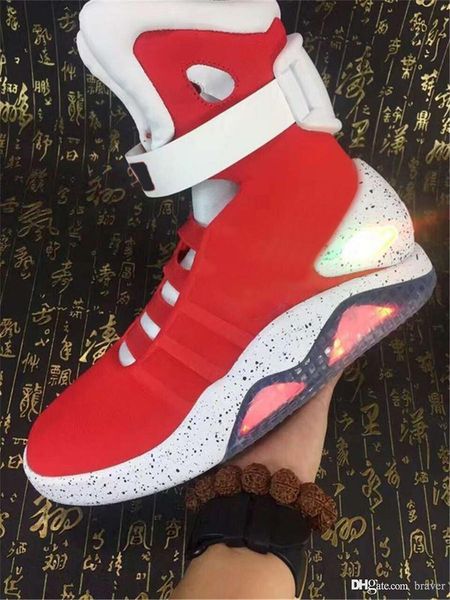 

2020 high auto laces air mag back to the future glow in the dark grey black sneakers marty mcfly's led basketball shoes with box automa