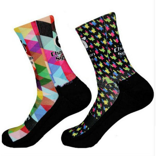 

2019 new camo style of printing socks bicycle professional cycling socks compression sports calcetines ciclismo, Black