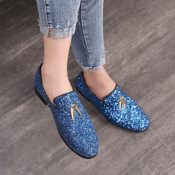 

new fashion men dress shoes male flat loafers slip-on formal shoes men casual leather pointed toe business wedding, Black