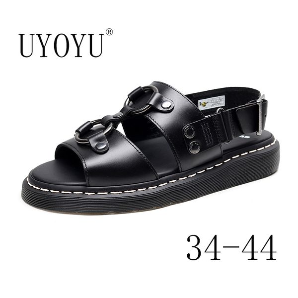 

genuine leather cowhide beach shoes summer outdoor sandals men women sport zapatos mujer shoes sneakers sandalias hombre, Black