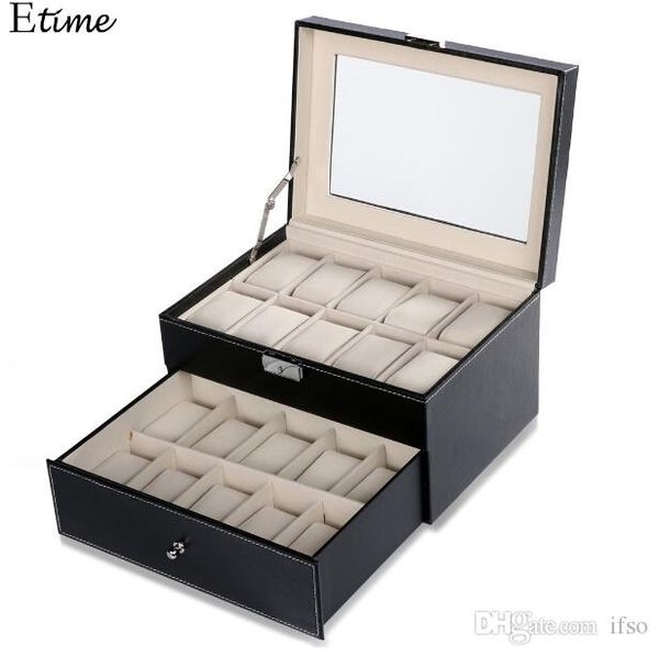 

Органайзер для ювелирных украшений Часы Коробки 20 Слоты Слоты Дисплей Коробка дл