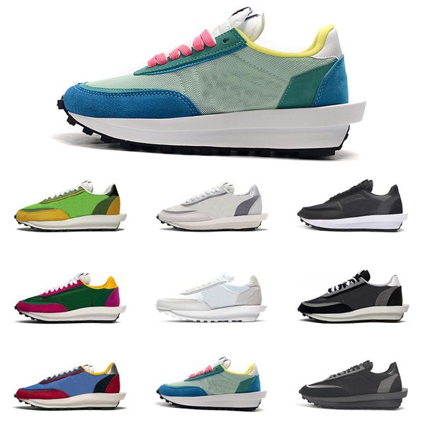 

sacai x ldv waffle men women running shoes triple black white nylon pine green gusto varsity blue pink trainer sports sneakers runner 36-44