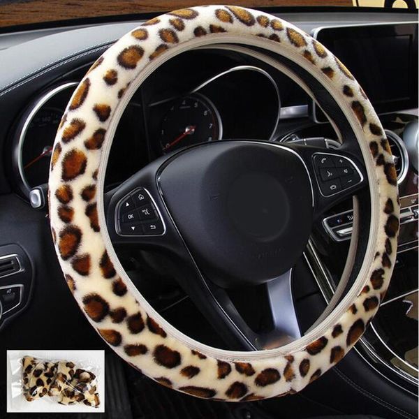 

soft touching feeling steering wheel cover delicate leopard warm 1pc car