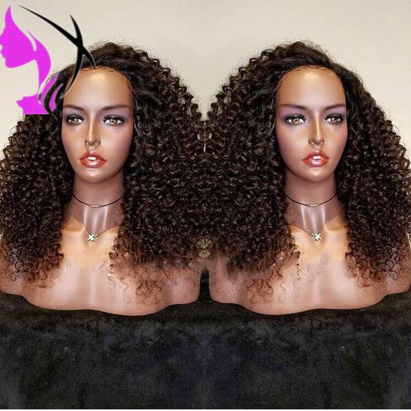 Perucas dianteiras de renda sintética de peruca encaracolada afro para mulheres africanas preto natural Afro alta temperatura cabelo