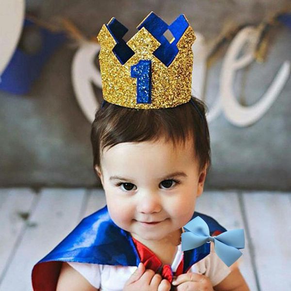 

glitter prince crown gold baby 1st 2nd 3rd year old birthday one boy hat baby shower birthday party decoration p props