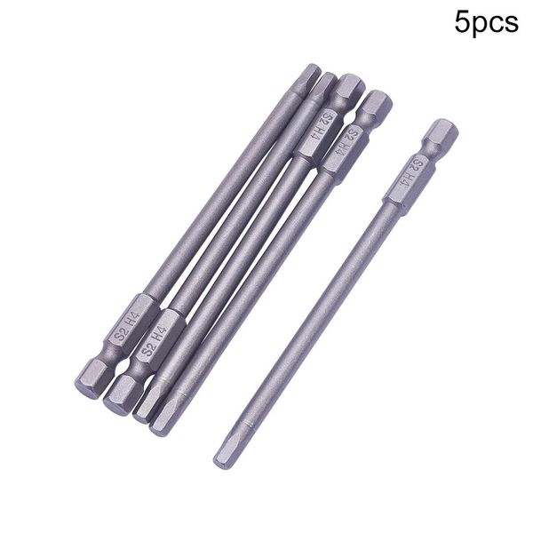 

utoolmart 5pcs 1/4" shank hex tip magnetic screwdriver bits 100mm s2 steel hexagon screw driver bit h2.5 h3 h4 h5 h6 h8