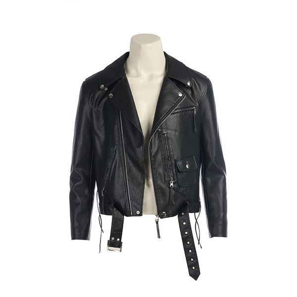 

movie terminator 2: t800 cosplay costumes terminator jackets black pu leather jacket motorcycle coat fot men clothing, Black;brown