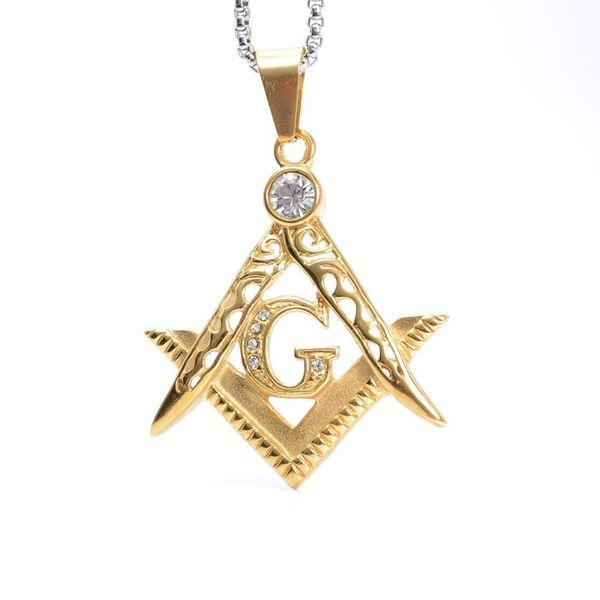 

jewelry pendants personality punk icons masonic titanium steel necklaces, Black