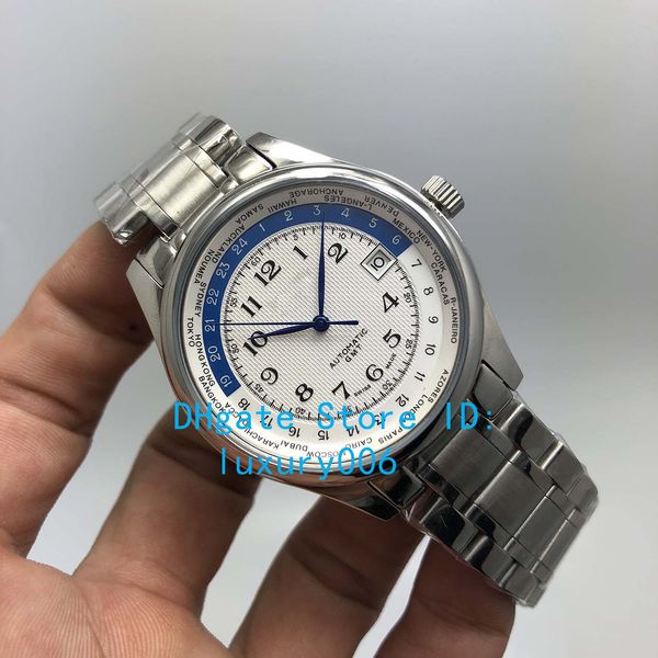 

wristwatches mechanical automatic watches for men watch stainless steel watch flame blue pointer white dial good quality lon2, Slivery;brown