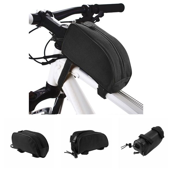 

1l cycling zipper storage pannier wear resistant front pouch large capacity light training accessories tube bag bike frame