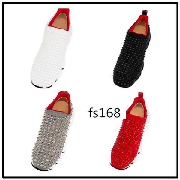 

latest bottom sneakers sock donna flats with krystal spikes, red sole sneakers for men women on the go 2, Black