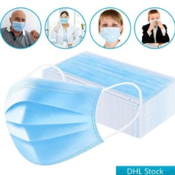 

ce fda stock dhl disposable ce mask 3-layer protective face mask anti pm2.5 breathable facial dust fda mask stock ship in 24hrs