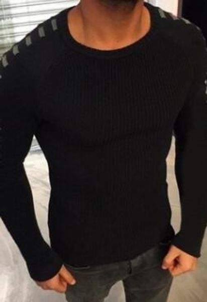 

осенние дизайнерские тонкие мужские свитера o-образным вырезом мода полые o-образным вырезом подходят топы с длинными рукавами, White;black