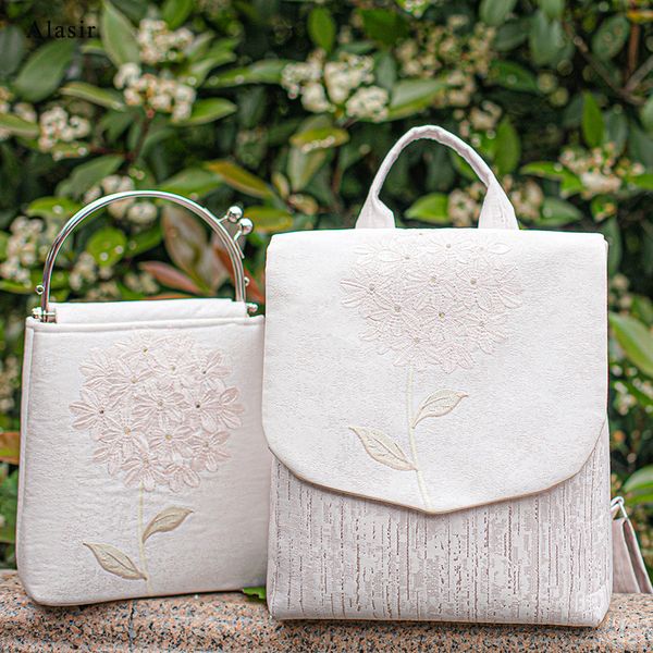 

alasir original retro canvas drawstring backpack literary embroidery flowers hanfu bag women cover school bags girls travel