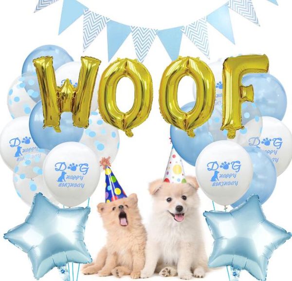 

happy birthday latex balloon set for pet puppy dog birthday party decoration garland banner letter woof