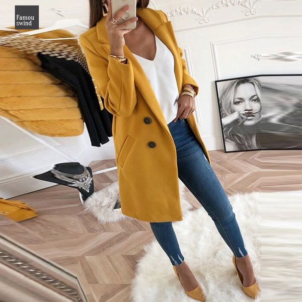 

женщины новая куртка с длинным рукавом turn down воротник полушерстяные пальто вскользь осень шинель зима элегантный сыпучие плюс размер, Black;brown