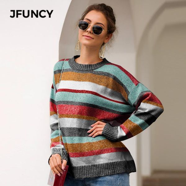 

stripe knitted sweaters women o-neck loose pullovers femme full sleeve soft warm jumper knitwear 2020 autumn winter sweater, White;black