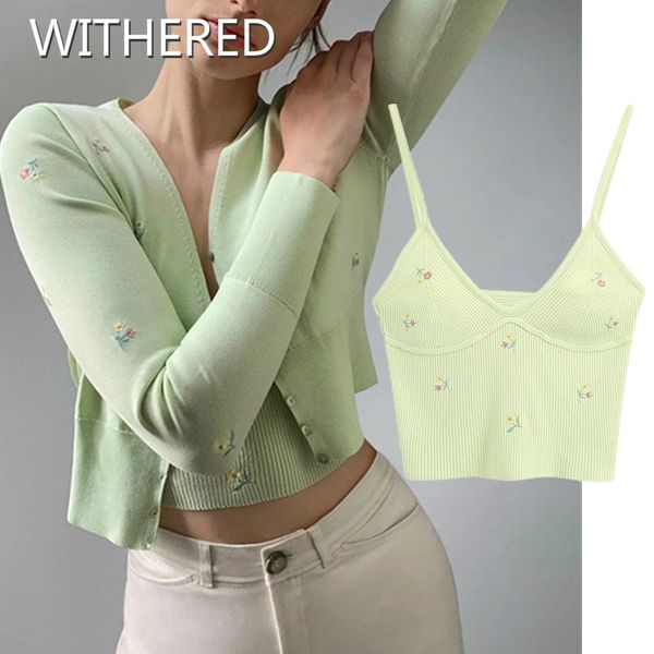 

withered ins fashion blogger vintage floral embroidery camisole summer t shirt women harajuku tshirt camisetas verano mujer 2020, White