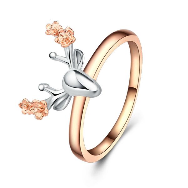 

jingyang simple animal style round finger personality elk rings for girls jewelry fashion christmas birthday love gifts ring, Slivery;golden