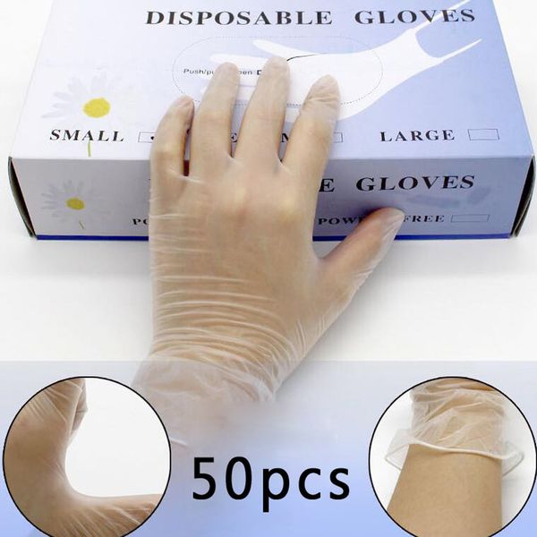 

оптовая цена 50 шт. удобные одноразовые нескользящие защитные перчатки прозрачные маслостойкие бытовые чистящие средства