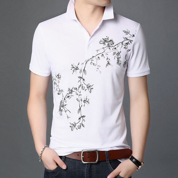 

китайский стиль mens конструктора polos мода цветочные печати с коротким рукавом мужской дизайнерской polos повседневных мужчинами одежда, White;black