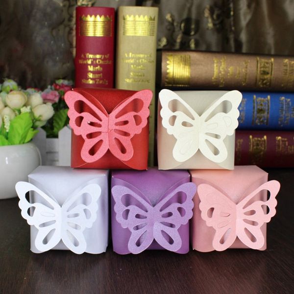 

10pcs folding diy candy box laser cut butterfly gift boxes baby shower favor box wedding birthday party favour new l1105