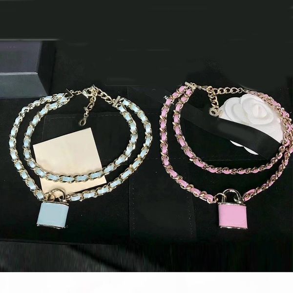 

women lock pendant necklace with stamp letter lock chain necklace fashion jewelry accessories for gift quality, Silver