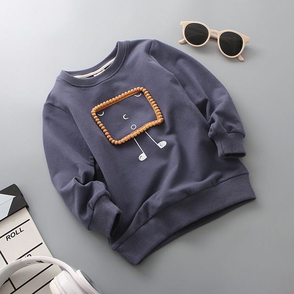 

baby boys girls t-shirt for girl kids hoodies sweatshirt cartoon long sleeve autumn solid basic children pullover tracksuit, Black