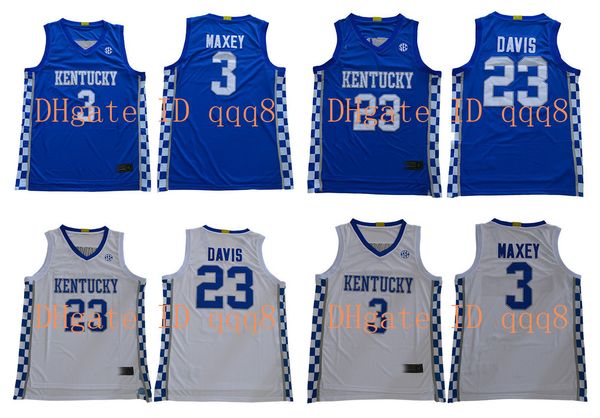 

ncaa kentucky wildcats jerseys 3 tyrese maxey 23 anthony davis blue white college basketball jersey, Black