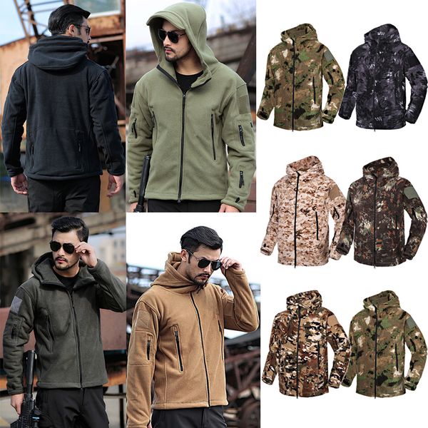 

sj-maurie outdoor sports camping hiking jackets men's clothing tactical fleece jacket camouflage warm fleece coat for men, Blue;black