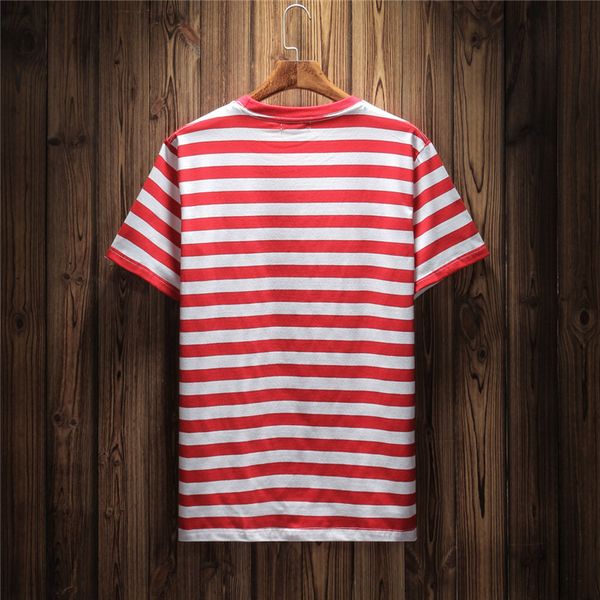 

jeans mens striped tshirts summer trendy style embroidery males designer tees short sleeved casual clothes, White;black