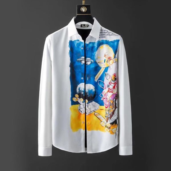 

duyou mens cotton shirt men dress shirt men space exploration astronaut print slim fit casual shirts 2910, White;black
