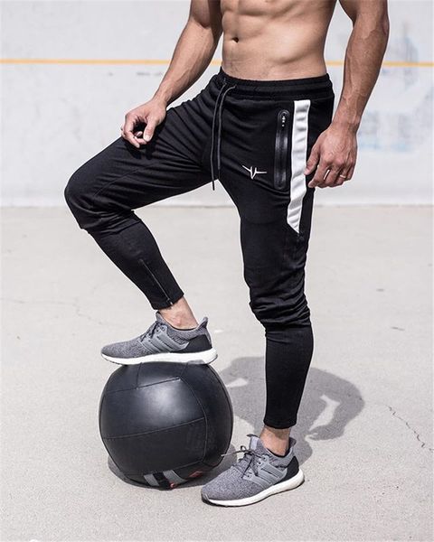 

мужская лоскутное шнурок карандаш брюки дизайнер тощий спорт полная длина брюки мода повседневная уличная карманная одежда, Black