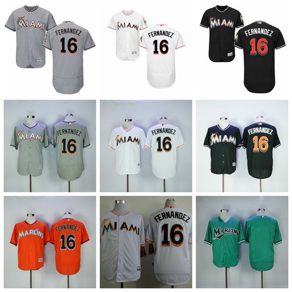 

vintage 16 jose fernandez baseball jersey men retire black orange white grey away flexbase cool base breathable sewn on excellent quality, Blue;black